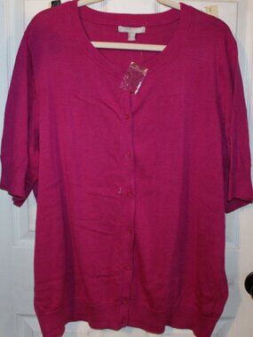 NWT Woman Within Fuchsia cardigan, 26/28 well-made/pretty color